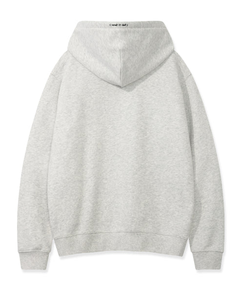 Basic Logo Hooded Zip-Up Light Gray