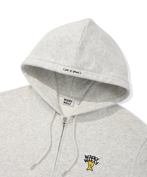 Basic Logo Hooded Zip-Up Light Gray