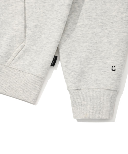 Basic Logo Hooded Zip-Up Light Gray