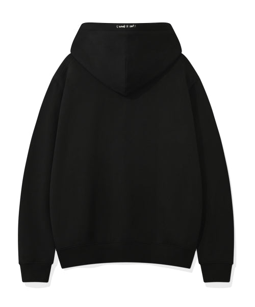 Basic logo hooded zip-up black