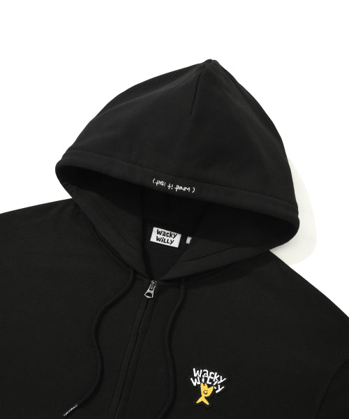 Basic logo hooded zip-up black