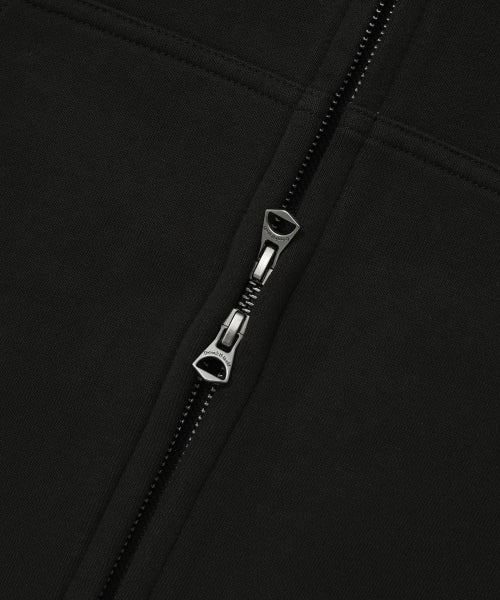 Basic logo hooded zip-up black