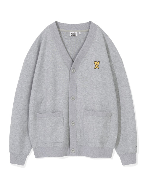 Jersey V-neck pocket cardigan gray
