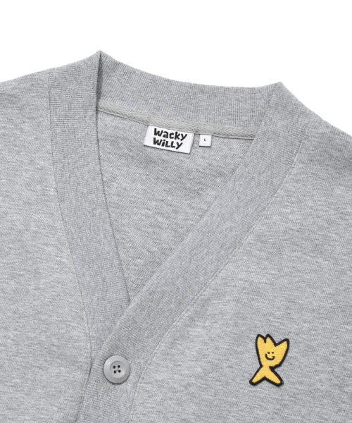 Jersey V-neck pocket cardigan gray