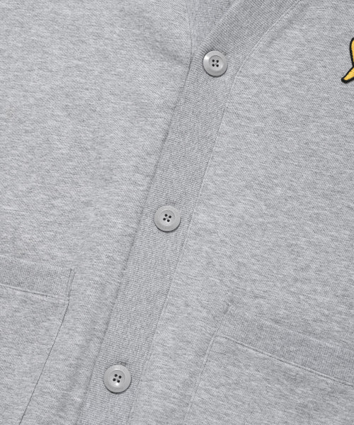 Jersey V-neck pocket cardigan gray