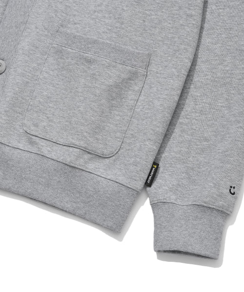 Jersey V-neck pocket cardigan gray