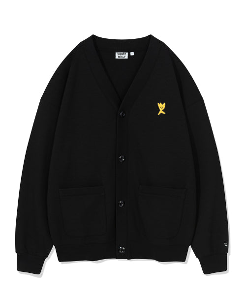 Jersey V-neck pocket cardigan black