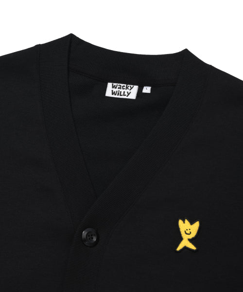 Jersey V-neck pocket cardigan black