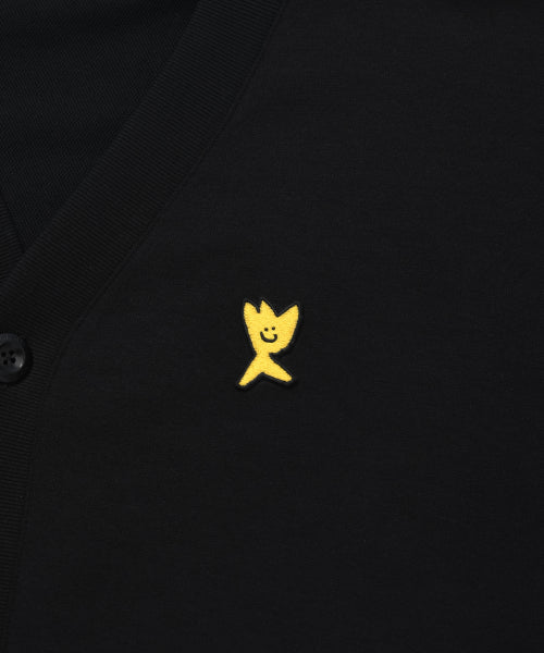 Jersey V-neck pocket cardigan black