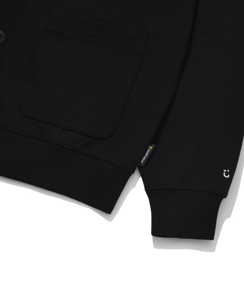 Jersey V-neck pocket cardigan black