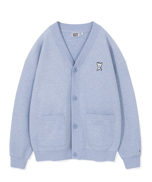 Jersey V-neck pocket cardigan blue