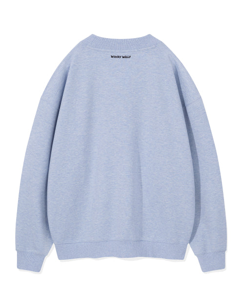 Jersey V-neck pocket cardigan blue