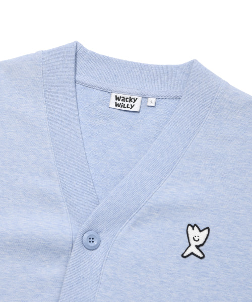 Jersey V-neck pocket cardigan blue
