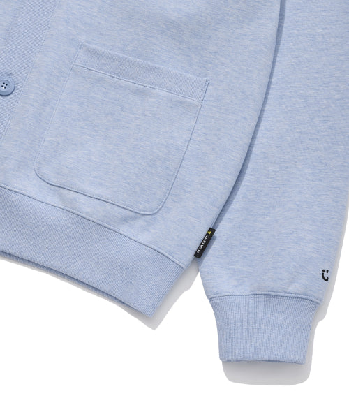 Jersey V-neck pocket cardigan blue