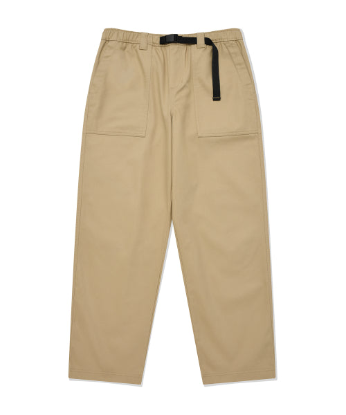 Webbing Belt Cotton Pants Beige