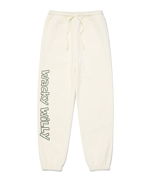 typo graphic sweatpants cream