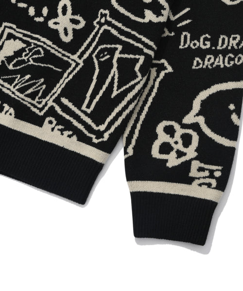 Graffiti Jacquard Pullover Black
