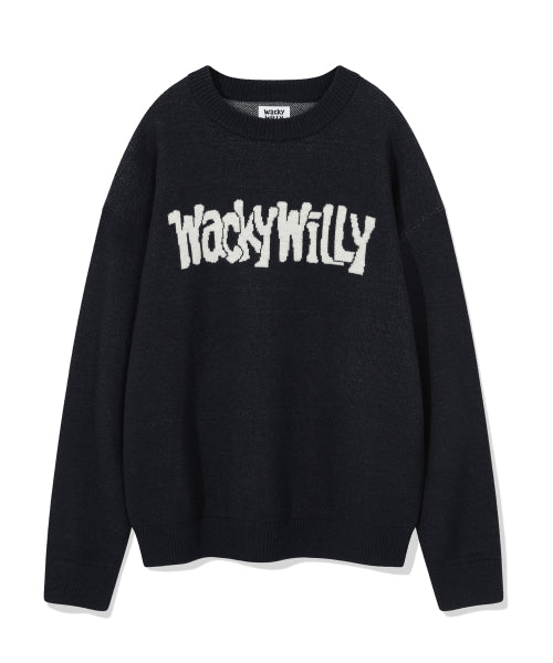 Lettering Pullover Sweater Navy