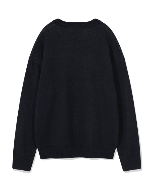 Lettering Pullover Sweater Navy