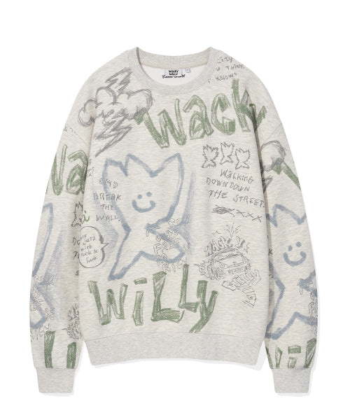 Spray graphic sweatshirt oatmeal