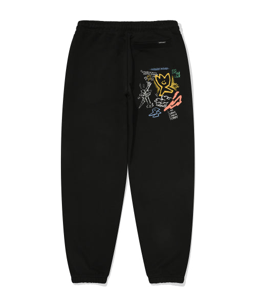 Spray Graphic Sweat Pants Black