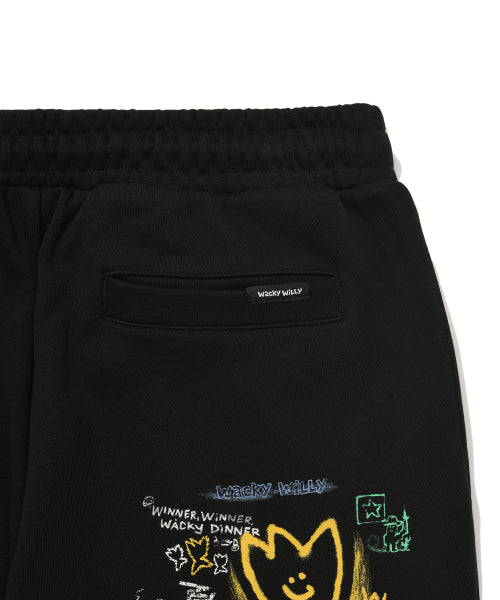 Spray Graphic Sweat Pants Black