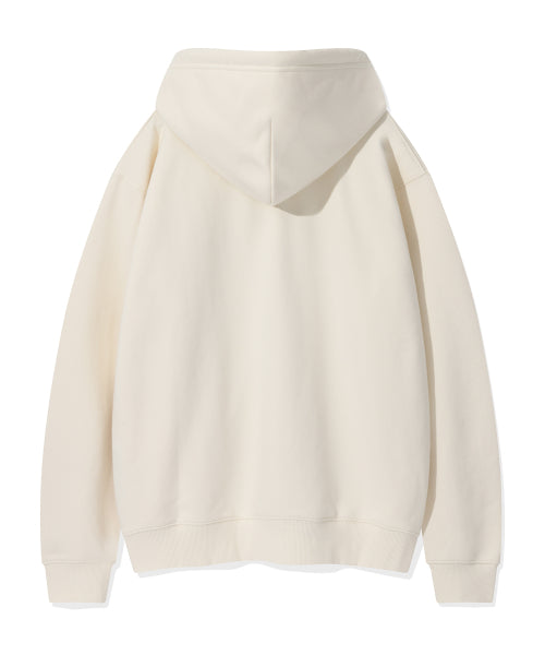 Applique Hooded Zip-Up Cream