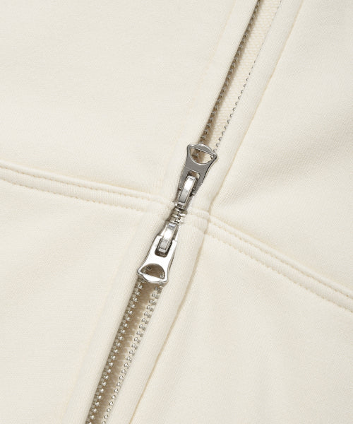 Applique Hooded Zip-Up Cream