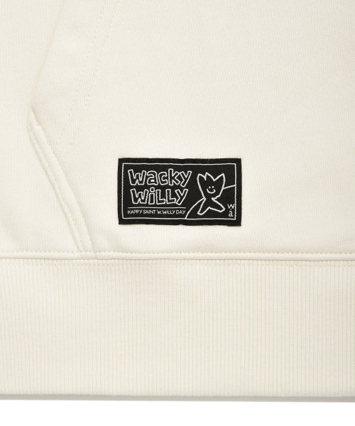 Applique Hooded Zip-Up Cream