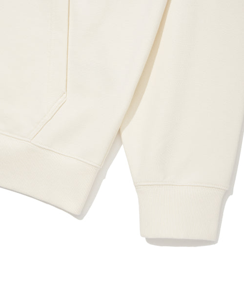 Applique Hooded Zip-Up Cream