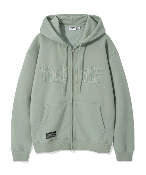 Applique Hooded Zip-Up Green