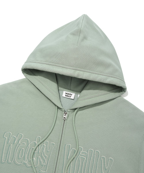 Applique Hooded Zip-Up Green
