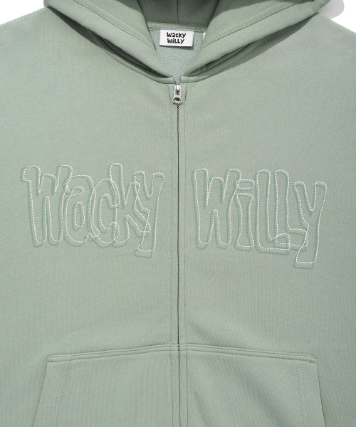 Applique Hooded Zip-Up Green