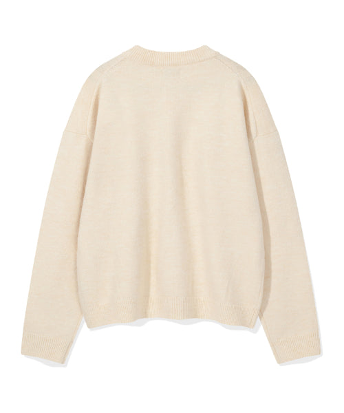 round neck cardigan cream