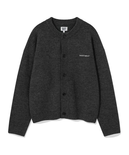 Round neck cardigan dark gray