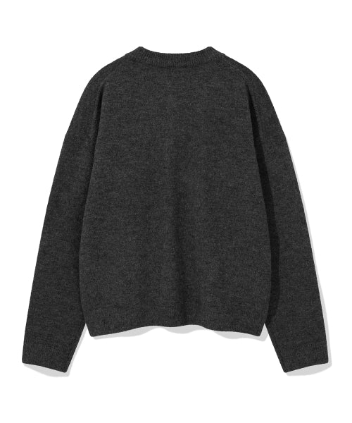Round neck cardigan dark gray