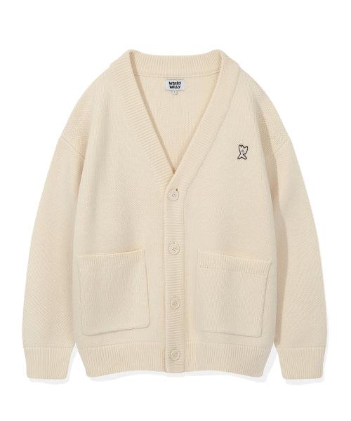 Basic V-neck cardigan cream