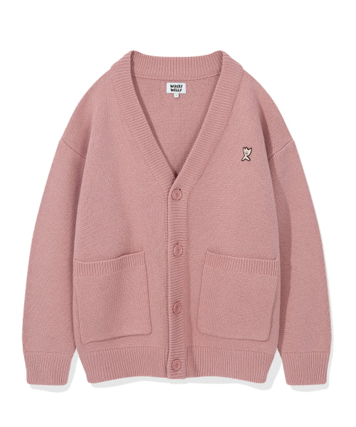 Basic V-neck cardigan pink