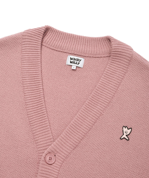 Basic V-neck cardigan pink
