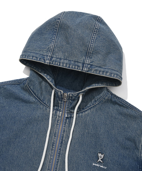 Hooded denim jacket blue