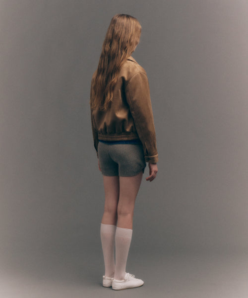 (W) Cashmere Blend Knit Shorts Taupe Brown