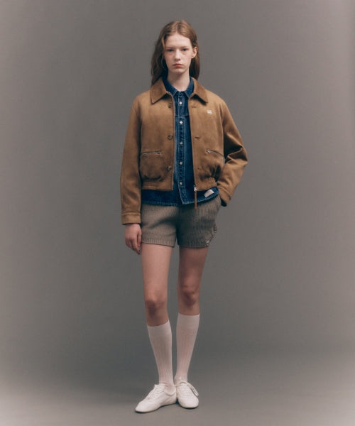 (W) Cashmere Blend Knit Shorts Taupe Brown