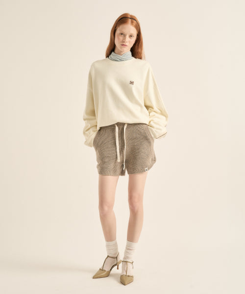 (W) Cashmere Blend Knit Shorts Taupe Brown