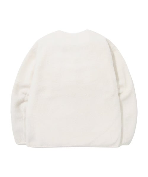 C LOGO COLLARLESS SHERPA JACKET