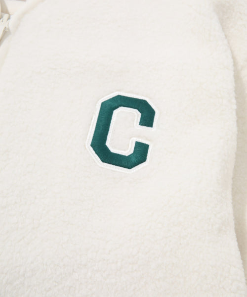 C LOGO COLLARLESS SHERPA JACKET