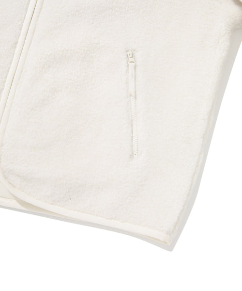C LOGO COLLARLESS SHERPA JACKET