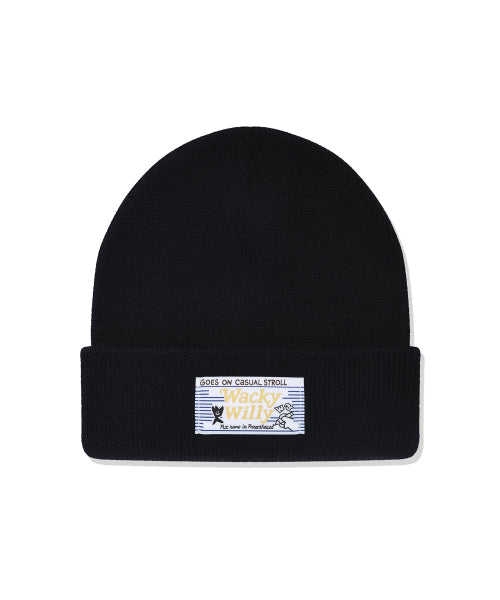 Waki willi label beanie black