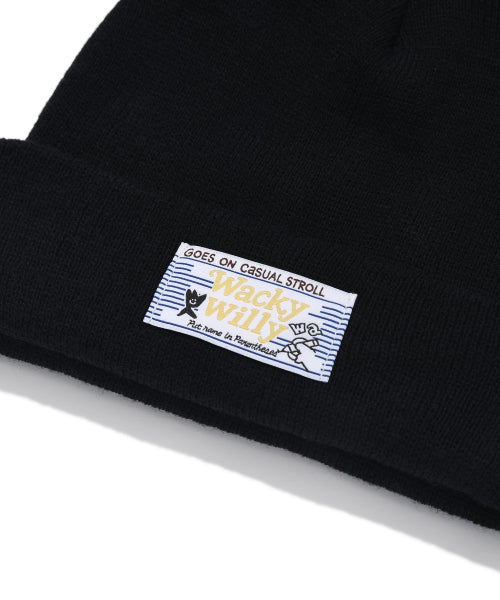Waki willi label beanie black