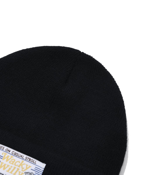 Waki willi label beanie black