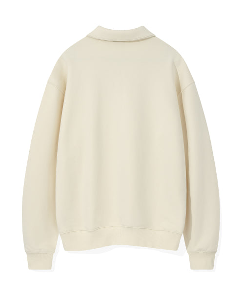 Basic Logo Wappen Half Zip-Up Cream
